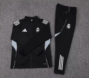 25-26 Real Madrid Black Football Tracksuits Long Jacket Suits 1
