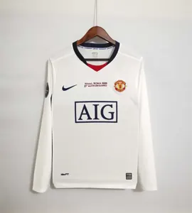 08-09 Manchester United away white UCL final long sleeve 14
