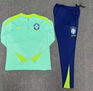 2024 Brazil Player Kids Long Sleeve Training Suit Football Shirts 1