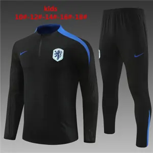 2024 Netherlands Kids Player Long Sleeve Training Suit Football Shirts