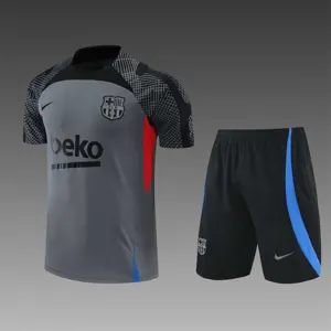 22-23 Barcelona Training Suit Short Sleeve Kit Black Grey
