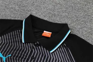 Polo Marseille black with grey-stripe 16