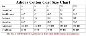 Cotton Coat Size Chart