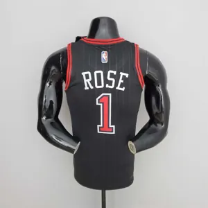 75th Anniversary Rose #1 Bulls Flyers Black NBA Jersey 8