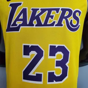 New James #23 Lakers Round neck yellow 1