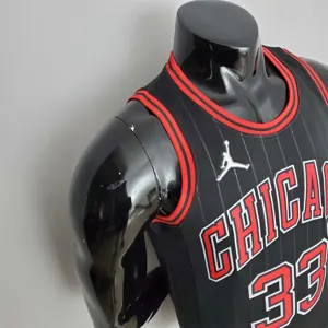 75th Anniversary Pippen#33 Bulls Flyers Black NBA Jersey 6