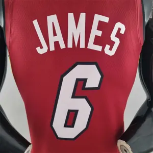75th Anniversary Miami Heat Jordan JAMES #6 Burgundy NBA Jersey 7