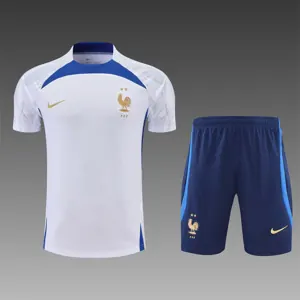 2022 France Training Suit Short Sleeve Kit White Blue 19