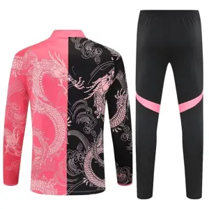 25-26 Real Madrid Black&Pink Dragon Training Kits Long Football Tracksuits 1