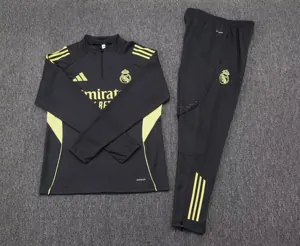 25-26 Real Madrid Training Kits Long Black Football Tracksuits 1