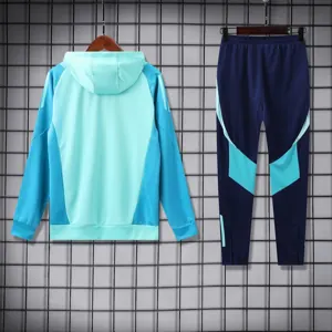 25-26 Flamengo Light Blue Football Training Kit Long Hoodie Tracksuits 3