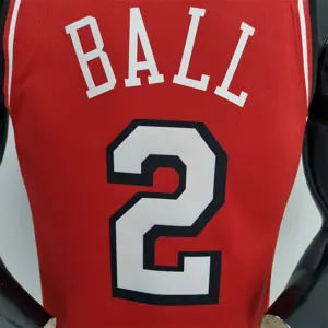 75th Anniversary 2022 Season Chicago Bulls BALL #2 City Edition Red NBA Jersey 5