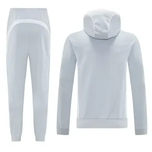 25-26 Real Madrid White Hoodie Tracksuit Long Jacket Suits 2