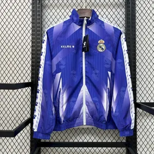 25-26 Real Madrid White&Blue Trench Coat Reversible Windbreaker Double-Sides Jacket 7