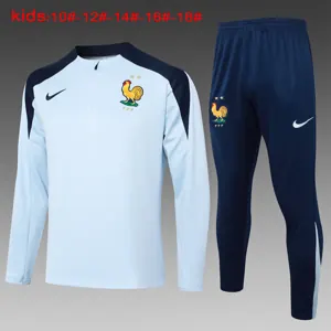 2024 France Kids Long Sleeve Training Suit Football Shirts