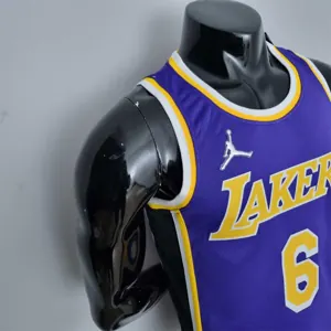 75th Anniversary James #6 Los Angeles Lakers Jordan Purple NBA Jersey 6
