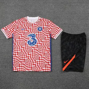 22-23 Chelsea Training Suit Short Sleeve Kit Red and White 17