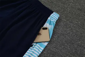 22-23 Manchester City Training Wear Short Sleeve Kit White and Blue Colorblock 16