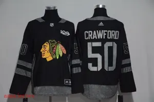 Chicago Blackhawks 100 anniversary ice hockey jersey M-3XL 芝加哥黑鹰队100周年纪念版冰球服 4