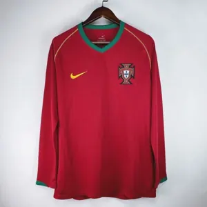 2006 Portugal Home Retro Long Sleeve Kit Vintage Shirt Sino AAAAJersey Supply Yupoo