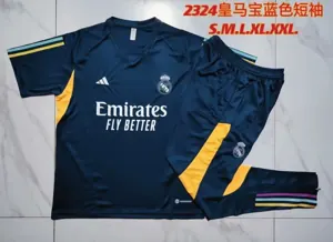 23-24 Real Madrid Short Sleeve Kits Navy Training Suits Soccer Jerseys Yupoo 3