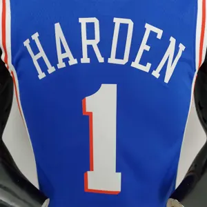 75th Anniversary Philadelphia 76ers HARDEN#1 Blue NBA Jersey 1