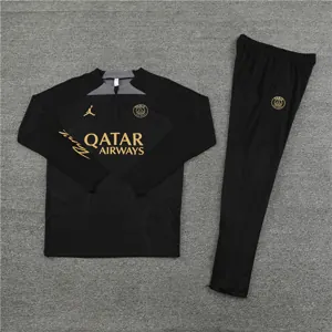 23-24 PSG Long Sleeve Tracksuit Black Training Suits Jersey Supplier Yupoo 2
