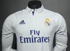 16-17 Real Madrid Home Retro Kit Vintage Player Version Long Sleeve Shirt AAAAJersey Dropship Y 1