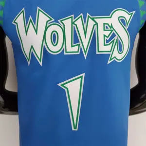 75th Anniversary 2202 Season EDWARDS#1 Minnesota Timberwolves City Edition Blue NBA Jersey 3