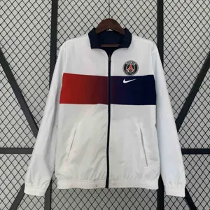 23-24 PSG Reversible Windbreaker White&Navy Double-Sides Jacket Soccer Jerseys For Sale 2