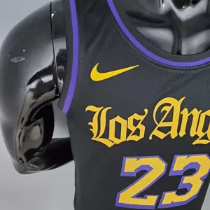 2021 James#23 Los Angeles Lakers Black Latin Black 4