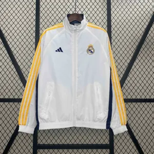 24-25 Real Madrid White&Navy Trench Coat Reversible Windbreaker Double-Sides Jacket AAAAJersey 4