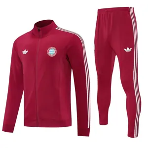 25-26 Bayern Munich Red Football Tracksuits Long Jacket Suits