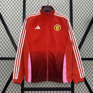 24-25 Manchester United Red&Navy Trench Coat Reversible Windbreaker Double-Sides Jacket AAAAJer 1