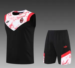 22-23 AC Milan vest training suit kit black red
