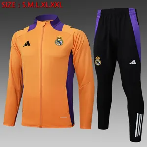24-25 Real Madrid Orange&Blue Football Tracksuit Long Jacket Suits