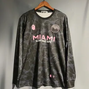 23-24 Inter Miami Limited Gris Black Shirt Long Sleeve Joint Edition Kit Soccer Jerseys Yupoo