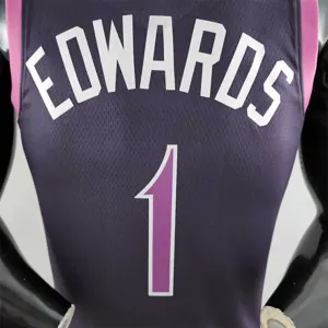 Minnesota Timberwolves EOWAROS#1 Black and Purple NBA Jersey 4