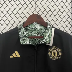 24-25 Manchester United Green and Black Reversible Windbreaker Double-Sides Jacket 5