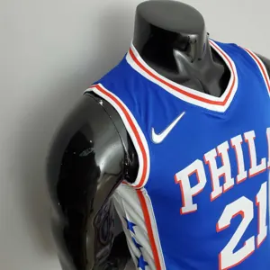 75th Anniversary Philadelphia 76ers EMBIID#21 Blue NBA Jersey 4