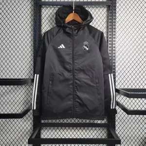 23-24 Real Madrid Windbreaker Black Sleeve Jackets Yupoo