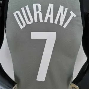 75th Anniversary Durant #7 Brooklyn Nets City Edition Gray NBA Jersey 3
