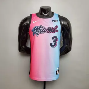New Miami Heat WADE #3 City Edition Pink Blue Gradient Color