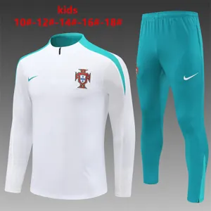 2024 Portugal Player Kids Long Sleeve Training Suit Football Shirts