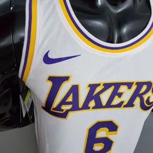 James #6 Lakers Round neck white 3