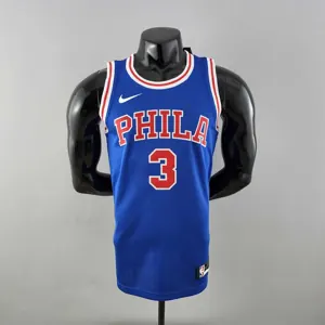Retro Philadelphia 76ers Iverson #3 crew neck blue NBA Jersey
