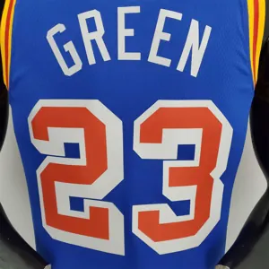 75th Anniversary Green#23 Warriors Vintage Blue NBA Jersey 2