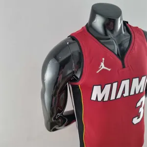 75th Anniversary Miami Heat Jordan WADE #3 Burgundy NBA Jersey 6