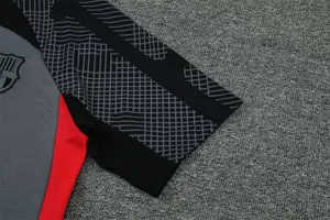22-23 Barcelona Training Suit Short Sleeve Kit Black Grey 2