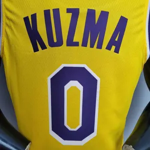 KUZMA #0 Lakers Commemorative Edition Round neck yellow 3